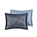 5 Piece Jacquard Bedspread Set with Throw Pillows Navy Queen B03597644