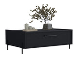 Coffee Table 15.6" H, 1 shelf, 4 legs, Black B097P250877