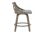 Fixed Height Counter Stool in Light Grey Wood and Grey Fabric - Set of 2 B202P471207