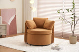 029-Teddy Fabric Swivel And Storage Chair With Back Cushion For Living Room,Khaki W527P166252