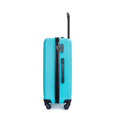 3 Piece Luggage Sets ABS Lightweight Suitcase with Two Hooks, Spinner Wheels, TSA Lock, W284102007
