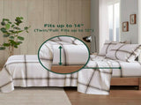 4-Piece King Sheet Set,Tan Plaid B035P408384