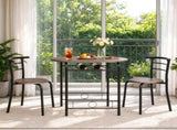 1 Table 2 Chairs Dining Table Set, Oval MDF Tabletop, Black Metal Frame, KD Knock 20139247