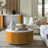 Faux White Marble Round Coffee Table with Storage B035P262683