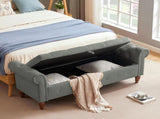 Grey, Solid Wood Legs, Velvet Bedroom End of Bed Storage, Rolled Side Sofa, Toy Storage 89074265