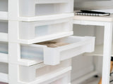 9-Drawer Narrow Plastic Storage Drawer Cart with Organizer Top, White 58470701