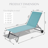 Chaise Lounge Outdoor Set of 2, Lounge Chairs for Outside with Wheels, Outdoor Lounge Chairs with 5 W1859109850
