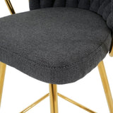 Modern design High stool Gold Plated legs Kitchen Dining Dark grey linen bar chair, suitable for W210P201266