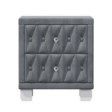 Elegant Velvet Nightstand with 2 Drawers and Crystal Handle, Storage Bedside Table with N733P210398E