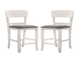 Set of 2 Fabric Padded Counter Height Chairs in White And Gray B016P156812