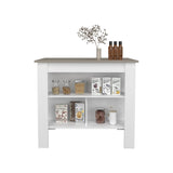 Kitchen Island Ada, Kitchen, Taupe / White B092P238715