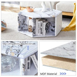 Hexagonal MDF coffee table, characteristic pattern stickers, multi-hole design to give more storage W1151P200317