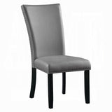Modern Upholstered Side Chairs 2pc Set, Gray Synthetic Leather Nailhead Trim Black Legs Wooden B2741P336522