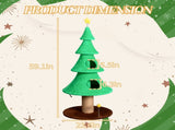 59in Large Tall Christmas Tree Cat Tower 2 Cat Condos & Scratching Post, Soft Fleece Cat Tree 40781062