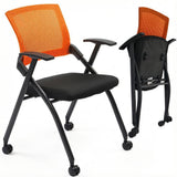 1 Pack Stackable Conference Room Chairs with Wheels, Folding Office Chair with Rebound Back, Padded 44655022