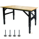 Metal Adjustable Worktable with Socket and Wooden Top W1102109607