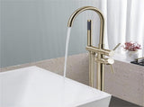 Floor Mount Bathtub Faucet Freestanding Tub Filler Brushed Gold Standing High Flow Shower Faucets T3177P277534