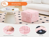 Square Ottoman Foot Stool Corduroy Vanity Chair Bench with Padded Woven Footrest for Entryway Living 72104168