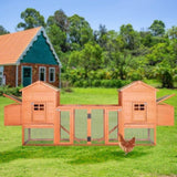 ZNTS Outdoor Wooden Chicken Coop, 124" Large Hen Cage Rabbit House, Bunny Hutch with Ventilation Door, 24350594