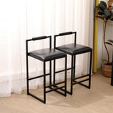 Black Bar Stool with Backrest Set of 2 Counter Height PU Leather Upholstered Bar Chairs with W1757122139