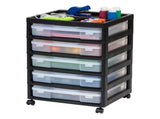 5 Drawers Scrapbook Plastic Rolling Storage Cart with Organizer Top with Casters,Black 85942633