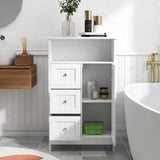 Bathroom standing storage cabinet with 3 drawers and 1 door-White W28235523