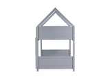 Twin Over Twin House Floor Bed with Headboards, Footboards and Guardrails, Ladder, Rubber Wood W504P227934