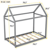 ZNTS Twin Size Wooden House Bed, Gray WF197557AAE