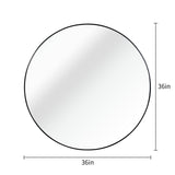 36 Inch Black Metal Framed Round Bathrrom Mirror for Wall. W2203P303274