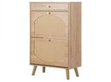 Rattan-covered shoe cabinet with 1 drawer and 2 flip-top drawers, made of particleboard, 60958170