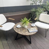 Round Coffee Table Wood Grain and Black Metal W2221P190871