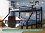Heavy Duty Twin over Queen Metal Bunk Bed with 1200 LBS Capacity, Noise-Free Structure with Wall W5635P531647