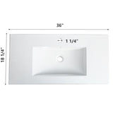 ZNTS 36 Inch Bathroom Ceramic Sink Basin, White W1550P168220