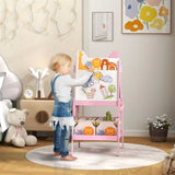 Doubel-Sided Easel w/ Whiteboard, Chalkboard, Storage Boxes Pink 34943519