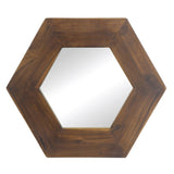 18.5" x 18.5" Hexagon Mirror with Solid Wood Frame, Wall Decor for Living Room Bathroom Hallway, W2078133975