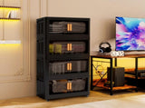Plastic Folding Storage Cabine,4 Tiers Collapsible Storage Bins with Magnetic Door and 28619518