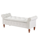 Beige, Solid Wood Legs, Velvet Bedroom End of Bed Storage, Rolled Side Sofa, Toy Storage 59544977
