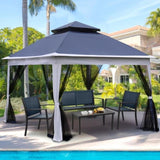 ZNTS Outdoor 11x 11Ft Pop Up Gazebo Canopy With Removable Zipper Netting,2-Tier Soft Top Event 30267697