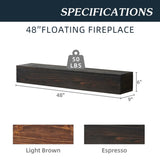 ZNTS 48" Rustic Wood Fireplace Mantel,Wall-Mounted & Floating Shelf for Home Decor W1390111291