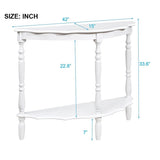42'' Retro Circular Curved Half-Moon Console Table with Cloud Design Top and Open Shelf Solid Wood W1202P155405