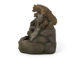 24.75" High CALLAN FOUNTAIN Weather Resistant Floor Fountain with Light, Light Brown Moss 71777.00LM