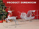 3-Piece Lighted Set of 2 Reindeer & Sleigh, Weather Proof Christmas Outdoor Decorations with Pre-lit 83834966