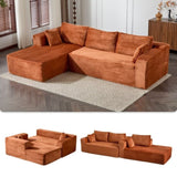 Compression Sectional Couch with Comfy Chaise, Boneless L Shape Sofa with Deep Seat, Minimalist 07440371