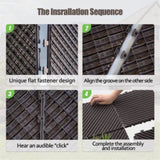 Patio Interlocking Deck Tiles, 12"x12" Square Composite Decking Tiles, Four Slat Plastic Outdoor W1859P224300