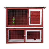 ZNTS Wood Rabbit Hutch, Pet Playpen with 2 Stories, Ramp, Doors, Pull-out Tray, Water Bottle, Outdoor W2181P153136