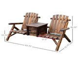 Wooden Chair Loveseat with Inset Ice Bucket Garden chairs/courtyard chairs 10924082