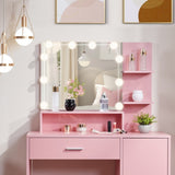 Pink Textured Particle Board with Melamine Coating Vanity Set with 1 Drawer, 1 Door, and 3 Shelf 48357904
