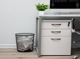 Mesh Trash Can, Set of 3, Waste Paper Basket, Metal, 11.5"L x 11.5"W x 13.75"H, Black 76567002