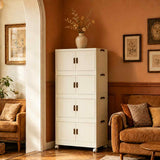 4 Tier Large Foldable Storage Cabinet with Wheels,Stackable Organizer Box for Kitchen Bathroom 13673995