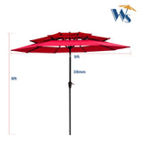 9Ft 3-Tiers Outdoor Patio Umbrella with Crank and tilt and Wind Vents for Garden Deck Backyard Pool W65627937